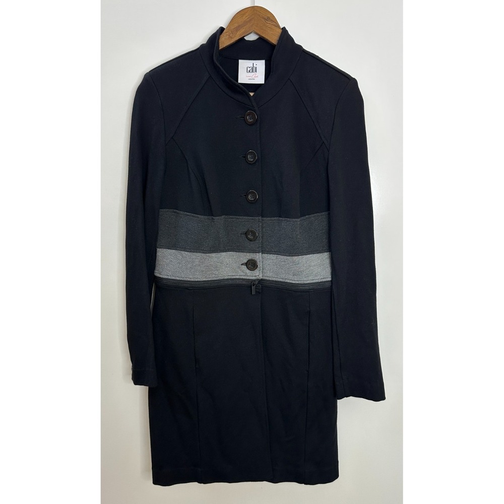 CAbi Convertible Jacket Style 3176 Black Gray Cropped Duster Size Small Button - Picture 11 of 11